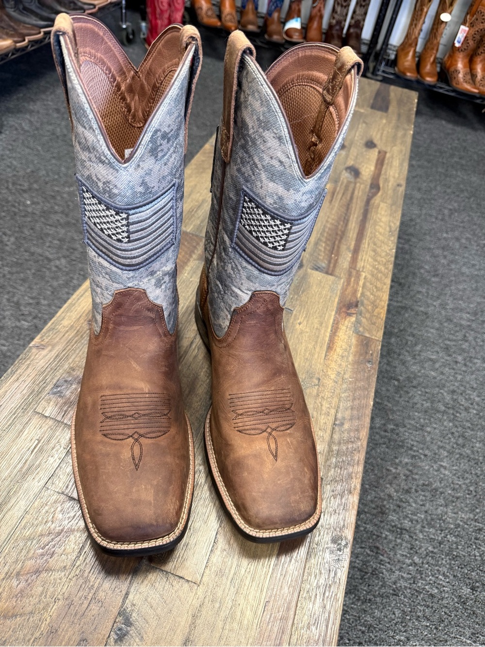 Ariat Patriot Western Cowboy Boots Green Camo Square Toe Size 13 - Picture 5 of 7
